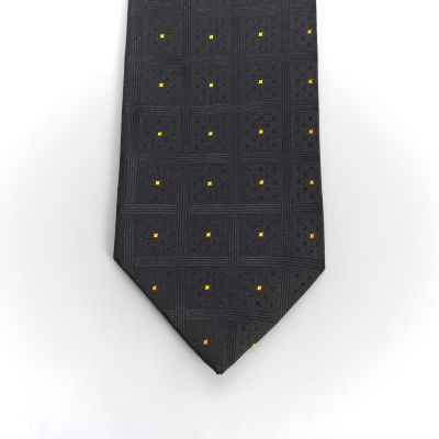 Black Chequers Gold Spot Tie