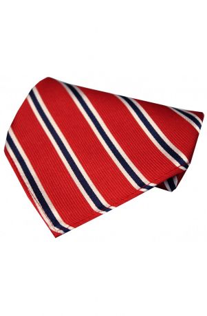 Red & Blue Striped Silk Pocket Square