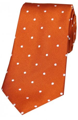 Burnt Orange & White Pin Dot Silk Tie