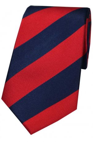 Red & Navy College Striped Silk Tie